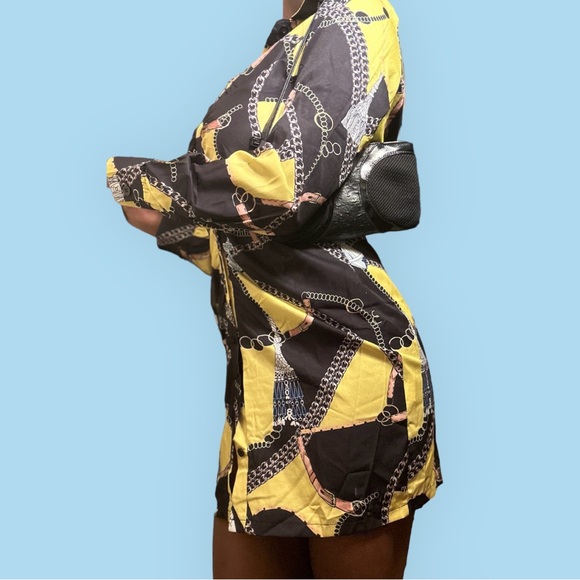 Black & Yello Button Up Dress!!! - Picture 3 of 3